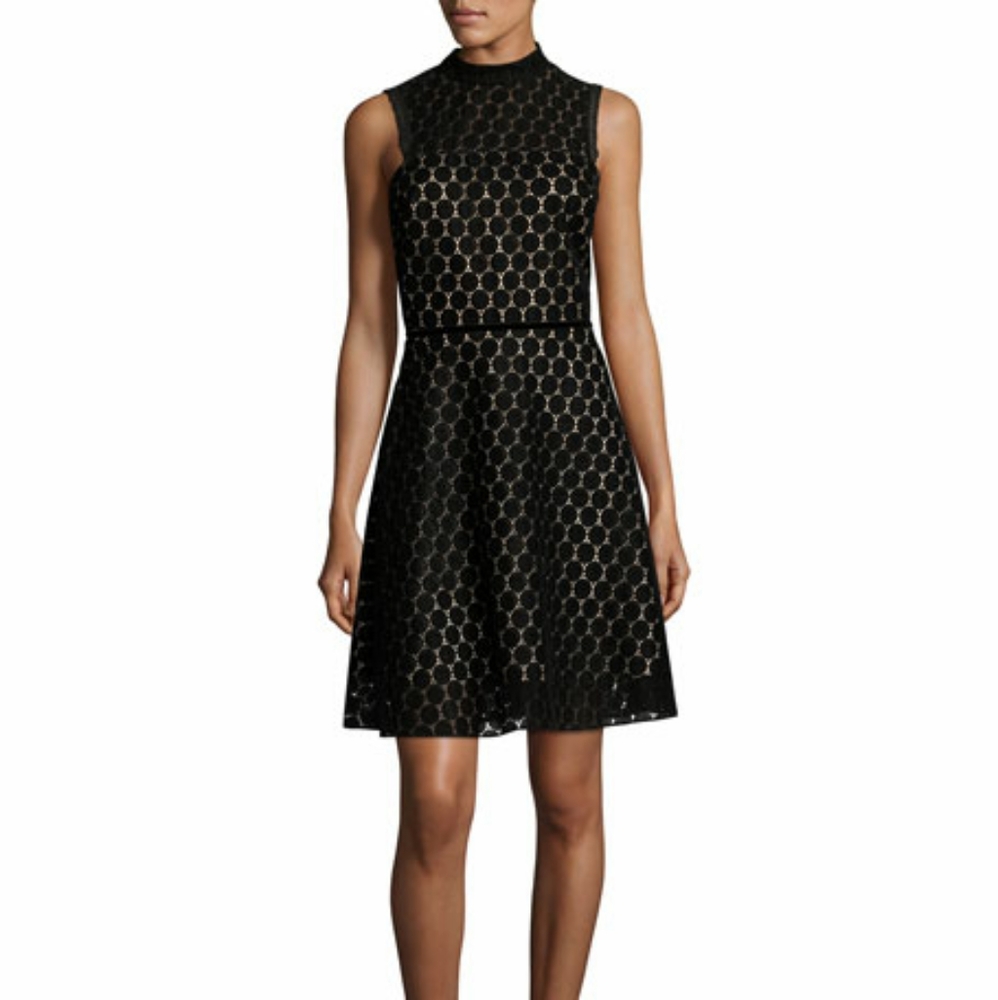 Shoshanna Velvet Polka-Dot Cocktail Dress
